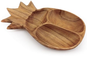 Acacia Wood 3 Container Pineapple Tray 1.5" x 7" x 12"