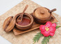 Acacia Wood Round Condiment Set of 2 with Tray